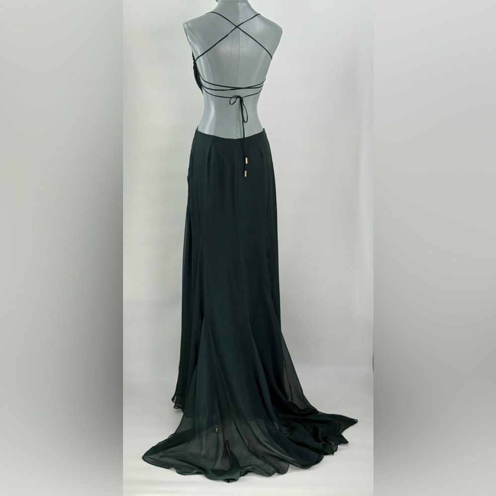 🆕 CULT GAIA 🧿 NWOT Aphea Silk Cut Out Backless Dress, Forest Green - Sz US 4 - Picture 7 of 16